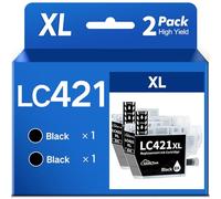 SANCTink LC421 XL Cartouches d'encre pour Brother LC421 LC421XL, 2 Noir