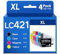 SANCTink LC421 XL LC 421 Cartouches d'encre Compatible avec Brother LC421XL LC421VAL Multipack pour Brother DCP-J1050DW MFC-J1010DW DCP-J1140DW DCP-J1800DW (1 Noir, 1 Cyan, 1 Magenta, 1 Jaune)
