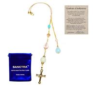 SANCTRA Porte-bonheur chrétien pour rétroviseur, fait main et béni en Terre Sainte, attrape-soleil pour la foi et la protection, avec pochette cadeau et certificat, décoration de voiture pour femme