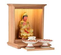 Sanctuaire d'autel bouddhiste en bois avec plateau caché, sculpture du dieu de la richesse Guanyin, présentoir de table de méditation, Bouddha Fengshui, armoire pour décoration d'intérieur