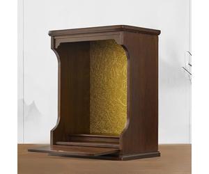 Sanctuaire d'autel bouddhiste mural en bois massif avec tiroir pour décoration de la maison, Dieu de la richesse et Guanyin