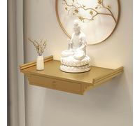 Sanctuaire d'autel de Bouddha mural avec statues Guanyin et Guangong, table d'offrande de prière en métal pour encens et rituels, décoration de niche bouddhiste pour la maison ou le temple