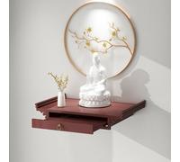 Sanctuaire d'autel de Bouddha mural avec statues Guanyin et Guangong, table d'offrande de prière en métal pour encens et rituels, décoration de niche bouddhiste pour la maison ou le temple