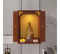 Sanctuaire d'autel mural bouddhiste, table de prière Fengshui pour méditation, piédestal pour Guan Gong Dieu de la richesse, design en bois, idéal pour hommage spirituel