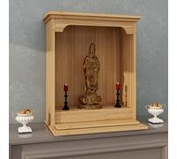 Sanctuaire de Bouddha en bois pour la méditation et l'affichage Fengshui, idéal pour la décoration de temple et la vitrine de statue