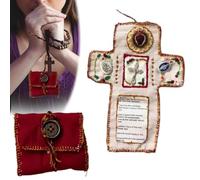 Sanctuaire de poche avec croix argentée incluse à l'intérieur, tissu catholique, courtepointe de prière faite à la main, cadeau spirituel chrétien, mini sanctuaire de croix de poche, croix de poche