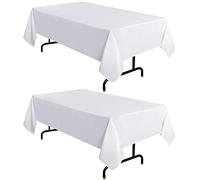 sancua Lot de 2 nappes rectangulaires Blanches de 1,8 m x 259,1 cm - Résistantes aux Taches et aux Plis - Lavables - pour Table à Manger, buffets et Camping