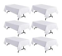 sancua Lot de 6 nappes rectangulaires Blanches de 152,4 x 259,1 cm pour Table de 1,8 m, infroissables et lavables, en Polyester pour Table à Manger, buffets et Camping