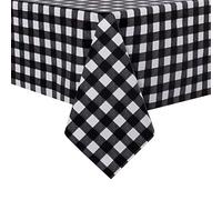 sancua Nappe rectangulaire en Vinyle à Carreaux 100% imperméable, résistante à l'huile et aux déversements, Facile à Nettoyer, pour Table à Manger, Buffet, fêtes, Noir et Blanc, 137 x 198 cm