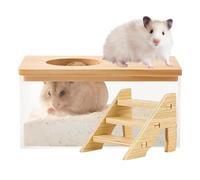 Sand Bathtub for Hamster - Large Capacity Pet Hamsters Bath Box, Pet, Wood, Small Animals Toilet Gerbil Bathroom with Ladder for Bedroom, Living Room