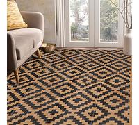 SAND MINE Grand Tapis réversible Moderne en Paille de Plastique pour extérieur, Camping-Car, Patio, Jardin, terrasse, Pique-Nique, Plage, remorque, Camping, Noir et Marron, 1,5 x 2,4 m