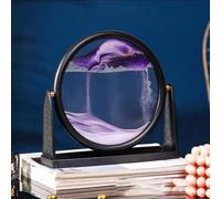Sand Motion Art, 1 image rotative en verre avec sable mouvant, scène dynamique et décoration apaisante, art du sable pour salons, studios et cadeaux créatifs (violet)