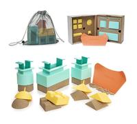 Sand Pal Kit de construction de château de sable avec moules de démoulage de briques et sac de transport pour châteaux de sable de grande taille dans la neige et la boue