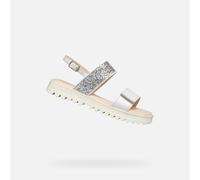 Geox Fille J Sandal Coralie Gir, White Lt Silver, 38 EU