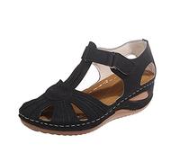 Sandale à Bout Fermé Orthopédiques Femmes Confortable Compensées Sandales Évidé D'Outdoor Compensées Femme Été Sandale Bout Fermé Évidé D'Été Légères Mode Chaussures Femme à Fond de Trekking