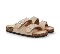 Sandale Bio pour Femme, dotée d'une Semelle Confortable, légère et Flexible. Elle présente Une Double Bride Ajustable avec Boucles métalliques et Ornements cloutés. Idéale au Quotidien Kaki Talla 36