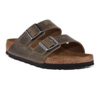 Sandale Birkenstock Arizona en cuir nubuck huilé olive - Mixte - Boucle de serrage - Plat 37
