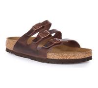 Sandale Birkenstock Florida en cuir huilé à trois lanières pour unisexe - Brun Foncé 40
