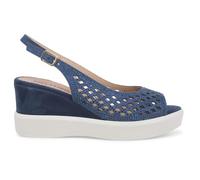 Sandale compensée Bleue ornée de Strass et de Perforations r80555q 38