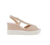 Sandale compensée Confortable pour Femme en Cuir Beige r80547q 36