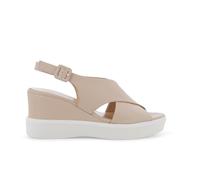 Sandale compensée Confortable pour Femme en Cuir Beige r80548q 36