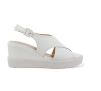 Sandale compensée Confortable pour Femme en Cuir Blanc r80548q 37