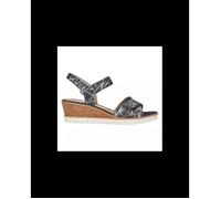 Sandale Compensée en Cuir Bleu - Remonte R6252 - Talon Compensé 6cm - Fermeture Scratch 39