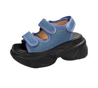 Sandale Compensee Femme Eté Mules Et Sabots Commerce extérieur Escarpins grandes tailles Pantoufles tendance printemps-été Nouveaux modèles de pantoufles Sandales Femme Compensé Mules (Blue 42)