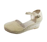Sandale Compensee Femme Eté Sandales Orthopédiques Femme Sandales En Cuir À Bout Ouvert Pour Femmes Fashion Mules Femmes Compensés Avec Ajourée Tongs Été Confortables Pour Piscine Plage Mer