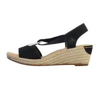 Sandale Compensée - RIEKER - Alula - Cuir - Noir - Confort Exceptionnel 40