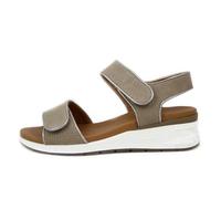 Sandale confort femme en cuir imprimé beige - CAPRICE - Talon compensé 4cm - Fermeture scratch 39