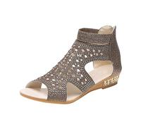 Sandale Confortable Femme Sandales Orthopédiques Respirant Grandes Dames Bouche Ouverte Taille Poisson Zipper Toe Chaussures Sandales Talon Talons Hauts Pour Chaussures Ete Femme Sandals de (Grey 37)