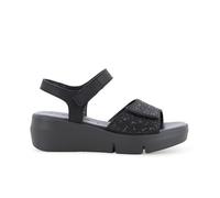 Sandale Confortable pour Femme avec Fermeture Velcro en Daim Noir r80439q 39