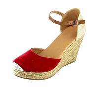 Sandale De Plage Femme Sandales Compensées Femme Été Confortable Décontracté Tongs Orthopédiques Fleur Sandales De Plage Plateforme Tendance Printemps Mignonnes Sexy Travail Bureau (Red, 42)