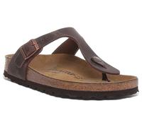Sandale En Cuir Unisexe Style Tongs Birkenstock Gizeh Marron UK 2 - 12