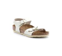 Sandale enfant - Birkenstock Rio Birko-Flor® doré et blanc - Cuir - Bout de pied asymétrique 26