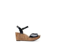 Sandale femme - CLARKS - Annadel Mystic - Talon compensé 6cm - Cuir noir - Boucle de serrage 41