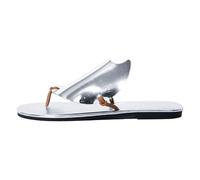 Sandale Femme Confortable,Chaussure Femme Ete,Dames Décontracté Couleur Unie Brillant En Feuille Clip Toe Fond Plat Plage Vêtements Chauds Taille Pantoufles,Mules Bout Ouvert Grande Adhérence Vacances