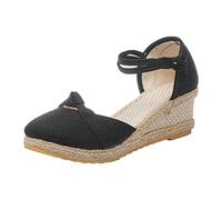 Sandale Femme Confortable Cuir, Sandalette Sandales Chaussures Larges Pied Nu Pieds Mode Compensées Été Orthopedique Soutien Voute Plantaire, Art S Femme