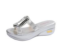 Sandale Femme Confortable Sandale Femme Été Sandales Été Plateforme Sandales Compensees Confortable Mules Plateforme Bout Ouvert Rome Chaussures Vintage Pantoufles Pour Plage Vacances (White-3, 40)