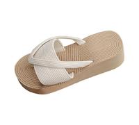Sandale Femme Confortable Sandale Femme Été Sandales Été Plateforme Sandales Compensees Confortable Mules Plateforme Bout Ouvert Rome Chaussures Vintage Pantoufles Pour Plage Vacances (Beige-1, 41)