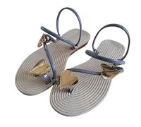 Sandale Femme Confortable,Tongs D'éTé avec Boutons DéCoratifs en Forme De CœUr Tongs à Semelle Plate avec Fermeture à Boucle Tongs De Plage avec Bride Et Boucle
