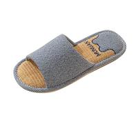Sandale Femme-Couple modèles chaussures tongs antidérapantes pantoufles de lin chambre intérieure quatre saisons pantoufles de lin pour hommes