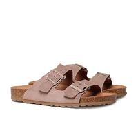 Sandale Femme en croûte de Cuir Bio - Ghana - Taupe, 38 EU