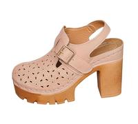 Sandale Femme Ete Chic Et Confortable, Chaussures À Talon Compensé Femme Avec Plateforme, 2026 Sandales Ajourée Elegante Nu Pieds Talon Carré Antidérapant Claquettes Sabot Respirante Sandales