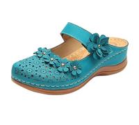 Sandale Femme Ete Sandale Orthopedique Femme d'été Sandales et Pantoufles Pour Femmes Commerce Extérieur Europe et États Grande Taille Rétro Fond Plat Chaussures d'été (Sky Blue 36)