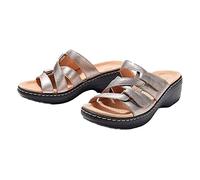 Sandale Femme Orthopedique Confortable Mules en Cuir pour Femmes Printemps Été Sandale Mode Bout Ouvert Compensées Plateforme Pantoufles Orthopédiques Sandales Chaussons de Plage d'été Taille