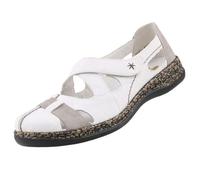 Sandale Femme - RIEKER - Cuir Blanc - Talon 2cm - Scratch - Confortable 39