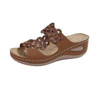 Sandale Femme Sandales Plage Femme Women's Bohemian Sandals Sandales Compensees Confortable Mules Été Plateforme Bout Ouvert Rome Chaussures Vintage Pantoufles Pour Plage Vacances (Brown-c, 41)