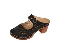 Sandale Femme Talon Confortable Chaussure Ouverte Chaussons D'Été pour Femmes Nouveaux Modèles Bout Creux Respirants Décontractés Confortables Épais À Sandale De Marche Femme (Black 41)